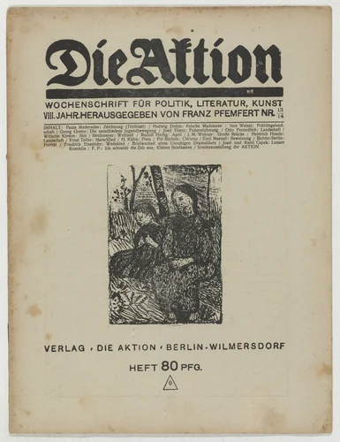 Die Aktion, vol. 8, no. 13/14 by Otto Freundlich
Ottheinrich Strohmeyer
Emil Maetzel
Ines Wetzel, periodical, 1918