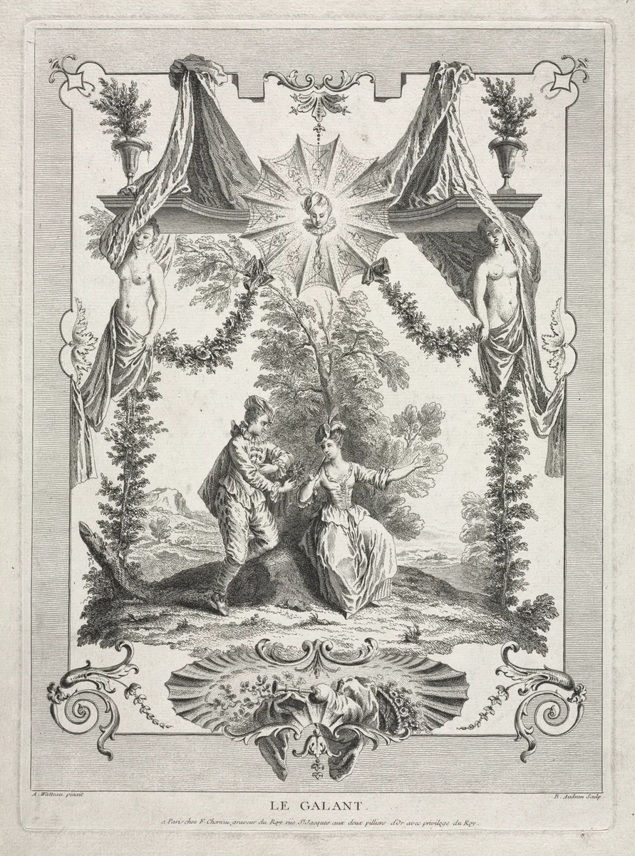 The Gallant by Benoit II Audran, print, 1711-1772