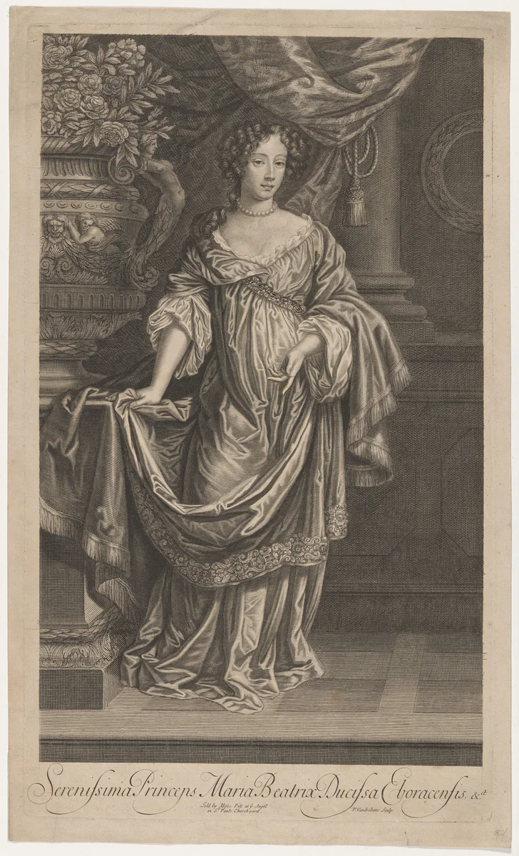Mary of Modena, as Duchess of York by Pieter van der Banck, print, 1680