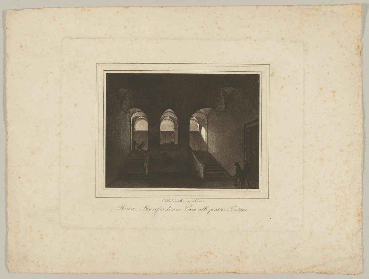 Ingresso di una Casa alle quattro Fontane (Entrance to a House at the Four Fountains) by Carlo Baldassare Simelli, print, 1830-1849