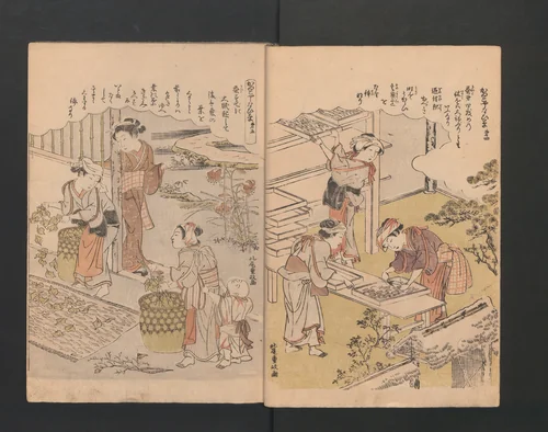 Picture Book of Brocades with Precious Threads (Ehon takara no itosuji 画本宝能縷 by Katsukawa Shunshô (勝川春章), book, 1786