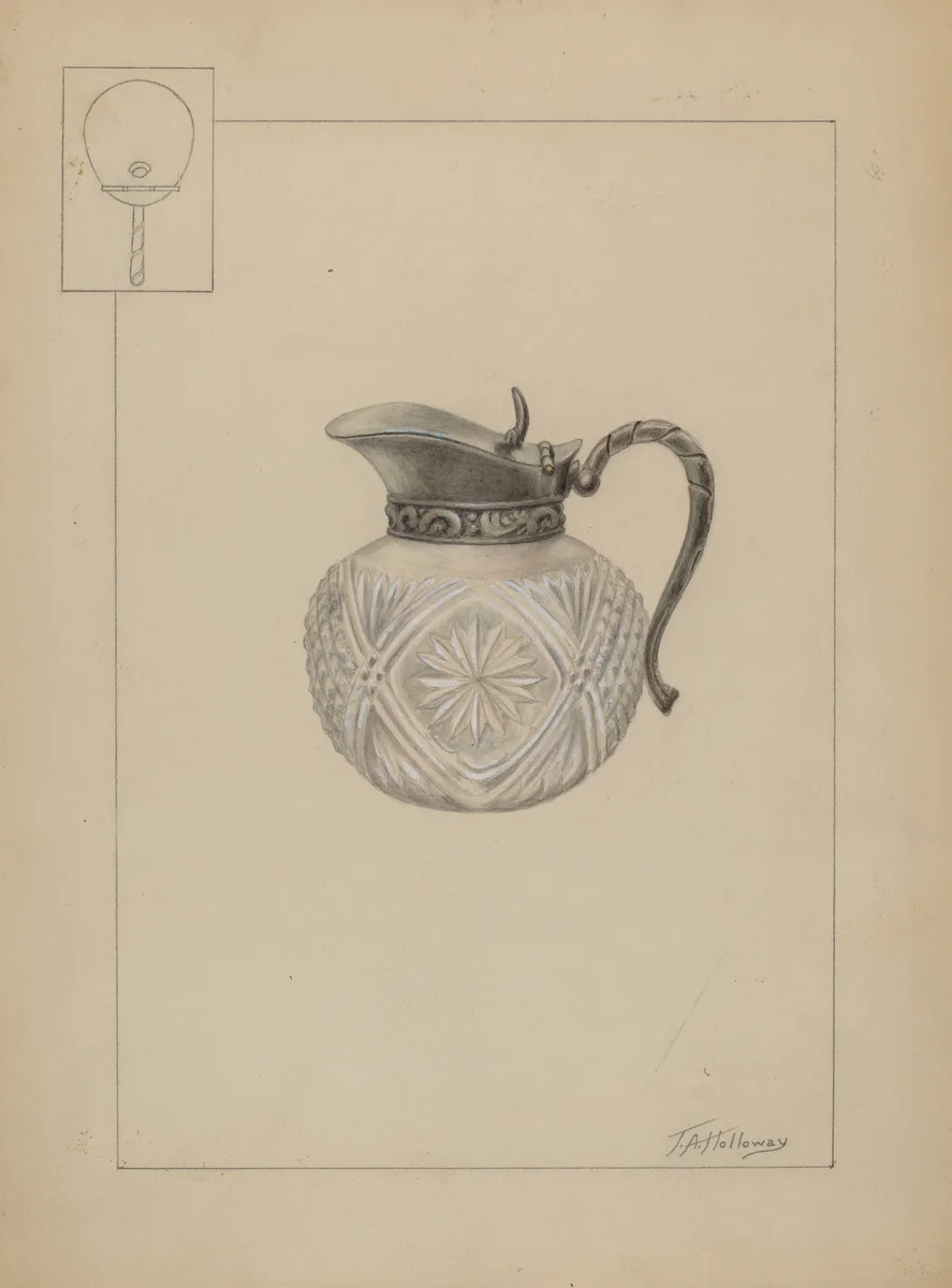 Syrup Pitcher by Thomas Holloway, index of american design, 1937