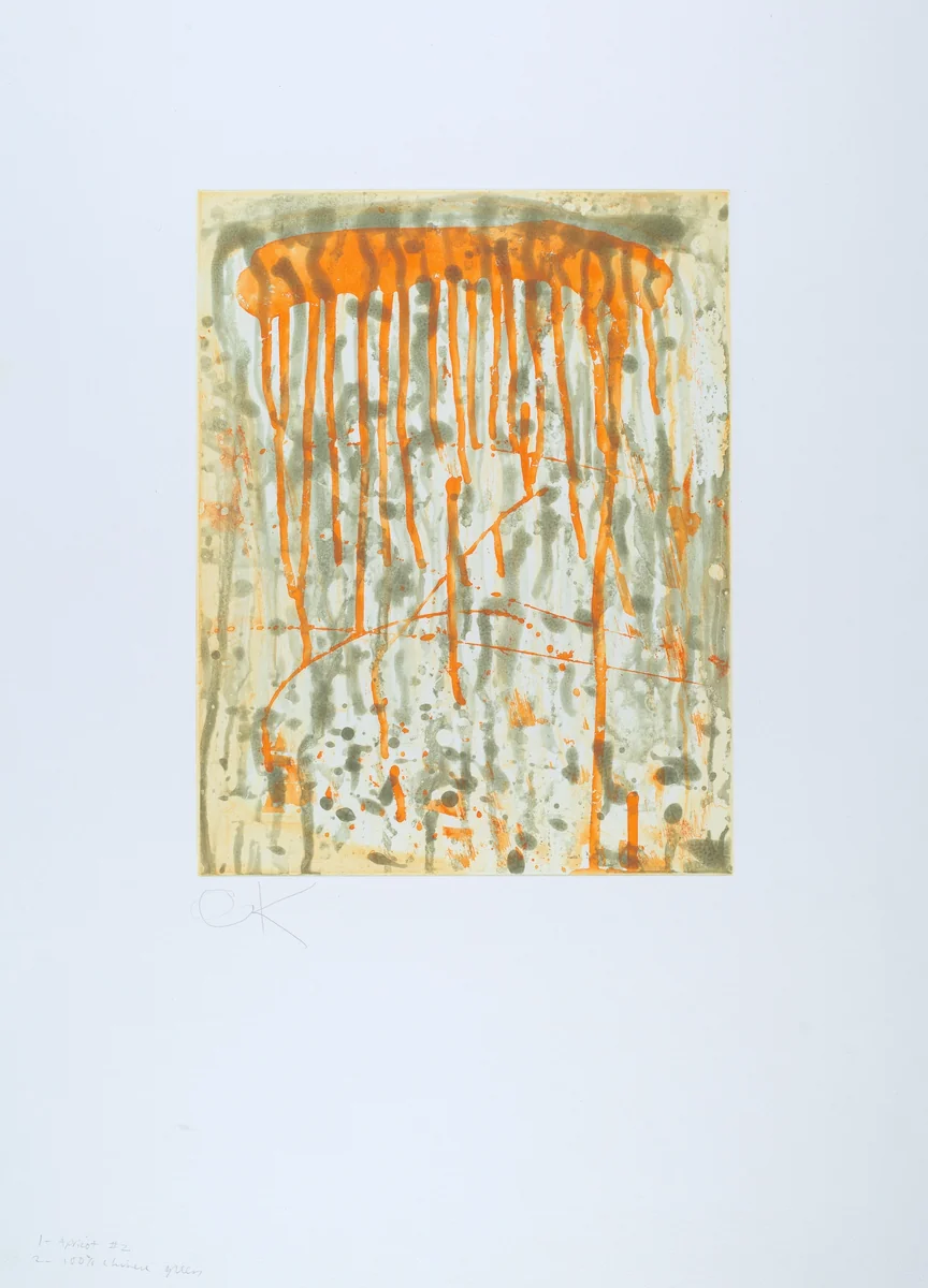 Orange & Green by Pat Steir, print, 1991