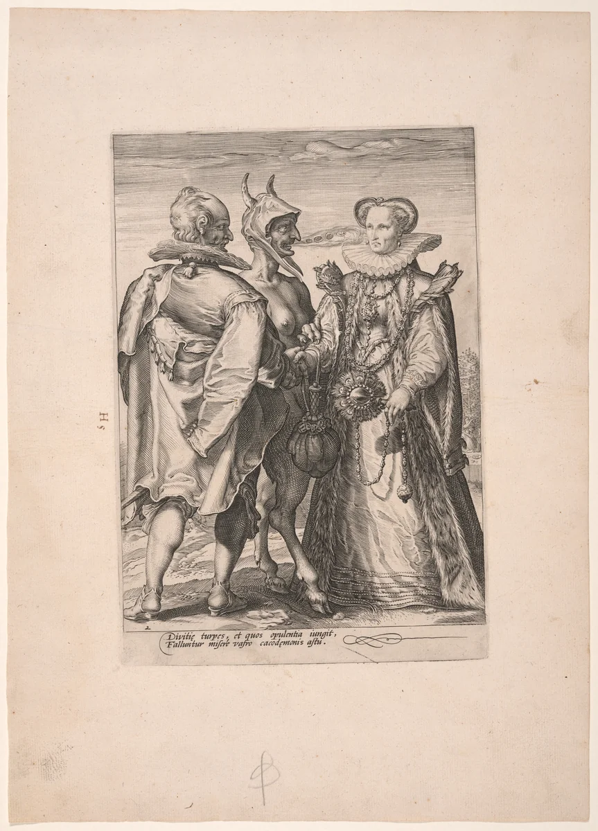 Marriage for Wealth, from Three Kinds of Marriages by Jan Saenredam, print, 1590-1600