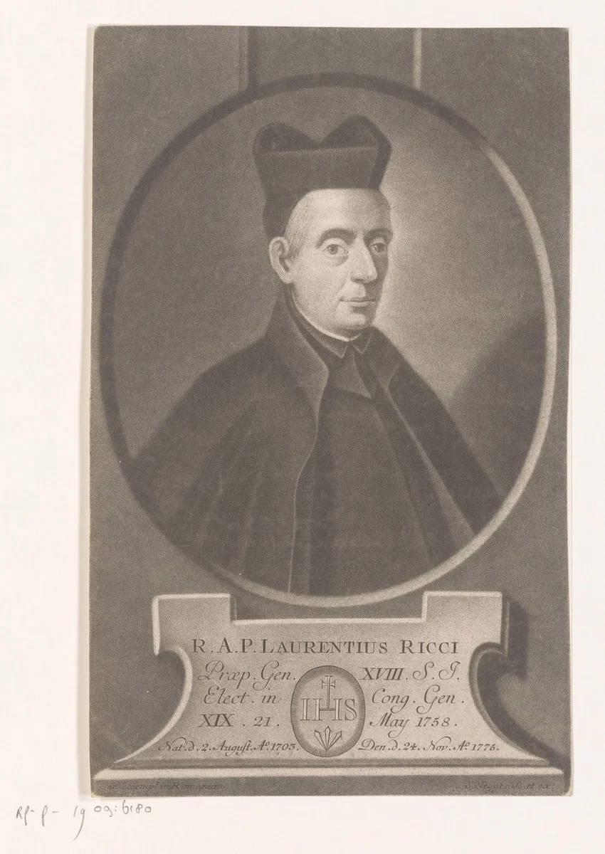 Portret van Laurentius Ricci by Johann Simon Negges, print, 1736-1792