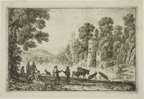The Dance on the River Bank by Claude Lorrain, print, 1629-1639