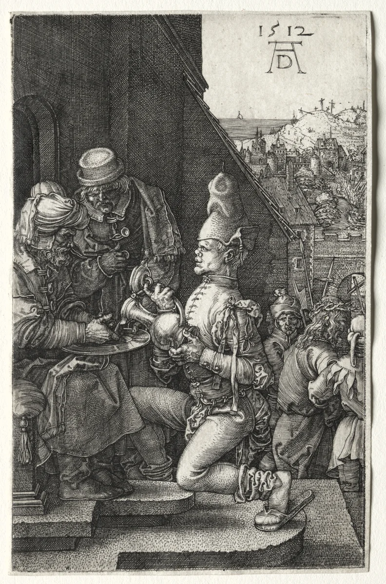 Pilate Washing His Hands by Albrecht Dürer, print, 1512