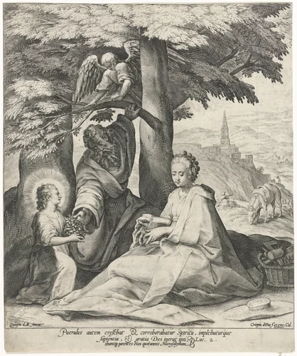 Rest on the Flight into Egypt by Unknown, print, 1574-1637