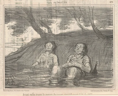 Ayant ... trouvé le moyen de passe agréablement l'été by Honoré Daumier, print, 1857