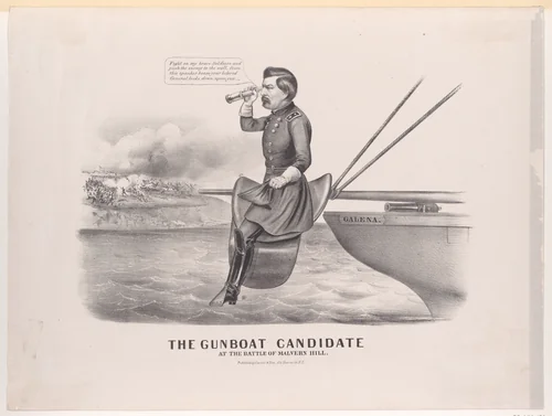 The Gun Boat Candidate, At the Battle of Malvern Hill by Louis Maurer, print, 1862