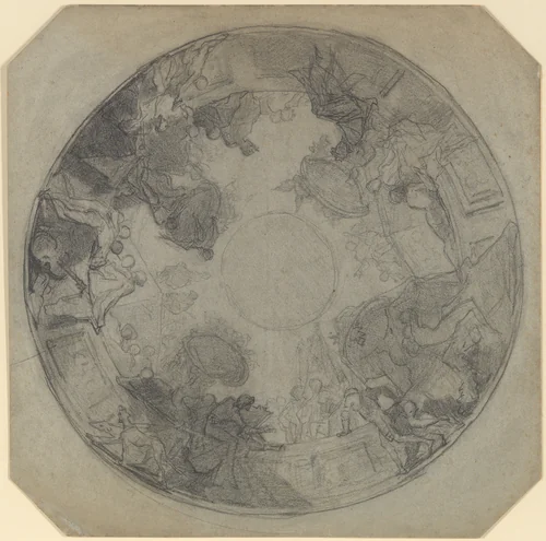 Study for the decoration of the ceiling of the Opéra Comique by Thomas Couture, drawing, 1852-1862