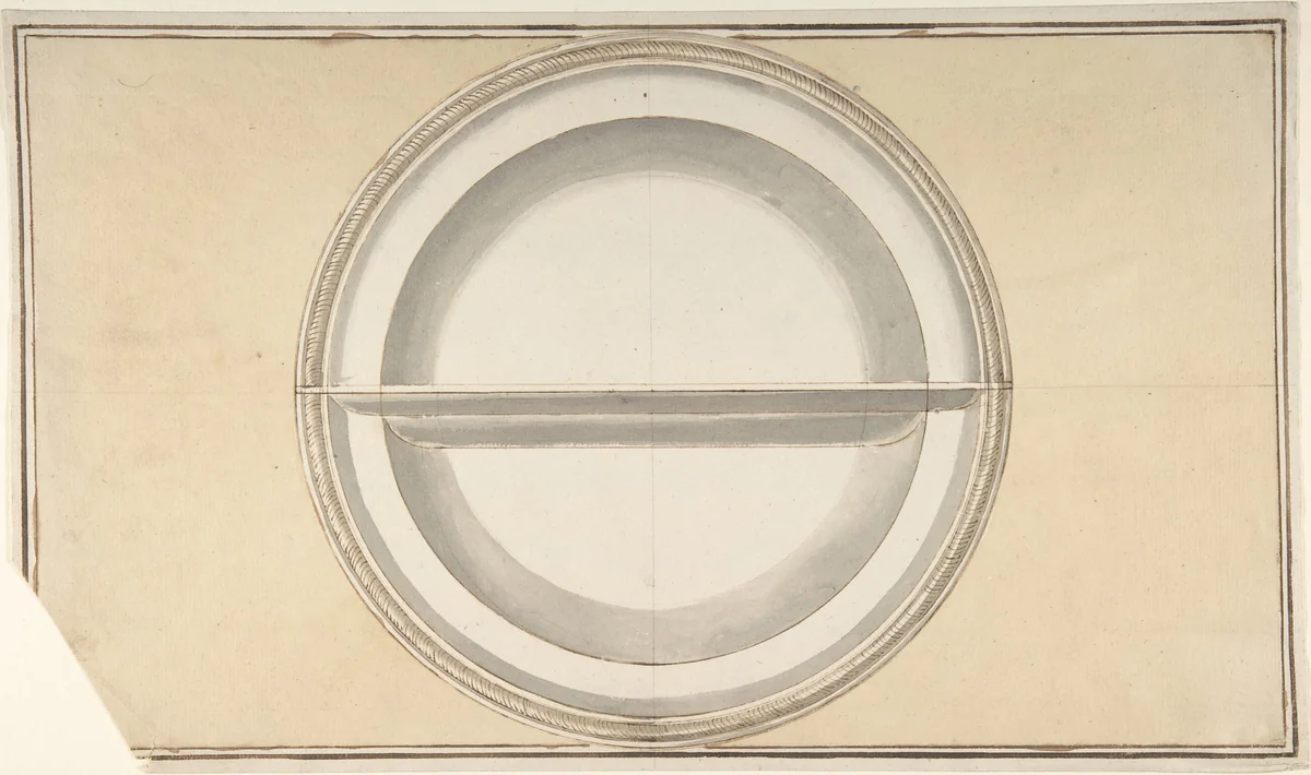 Round Vegetable Dish by anonymous, drawing, 1800-1900