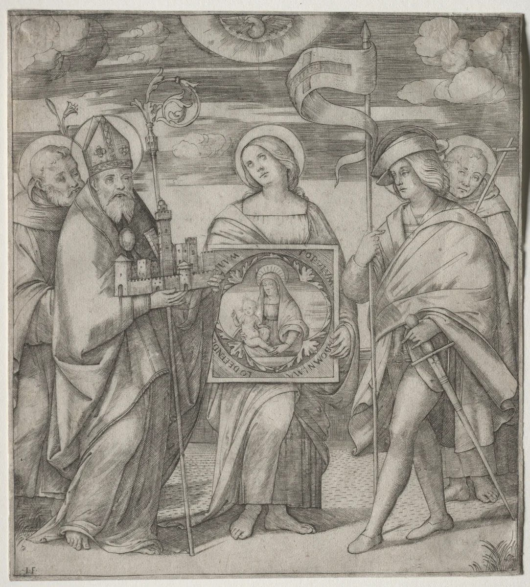 Patron Saints of Bologna by Giacomo Francia, print, 1510-1525