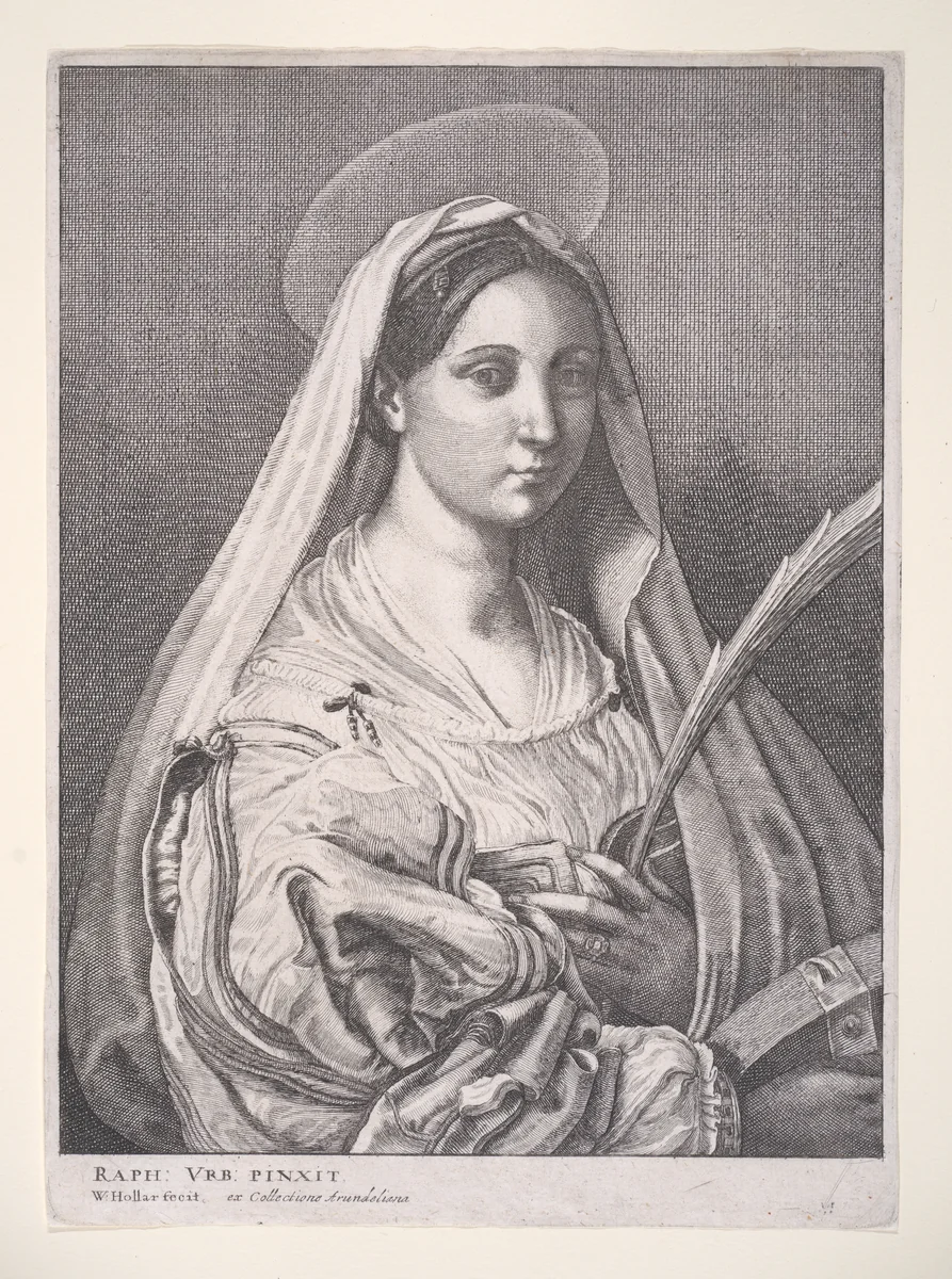 St. Catherine of Alexandria by Wenceslaus Hollar, print, 1639-1649