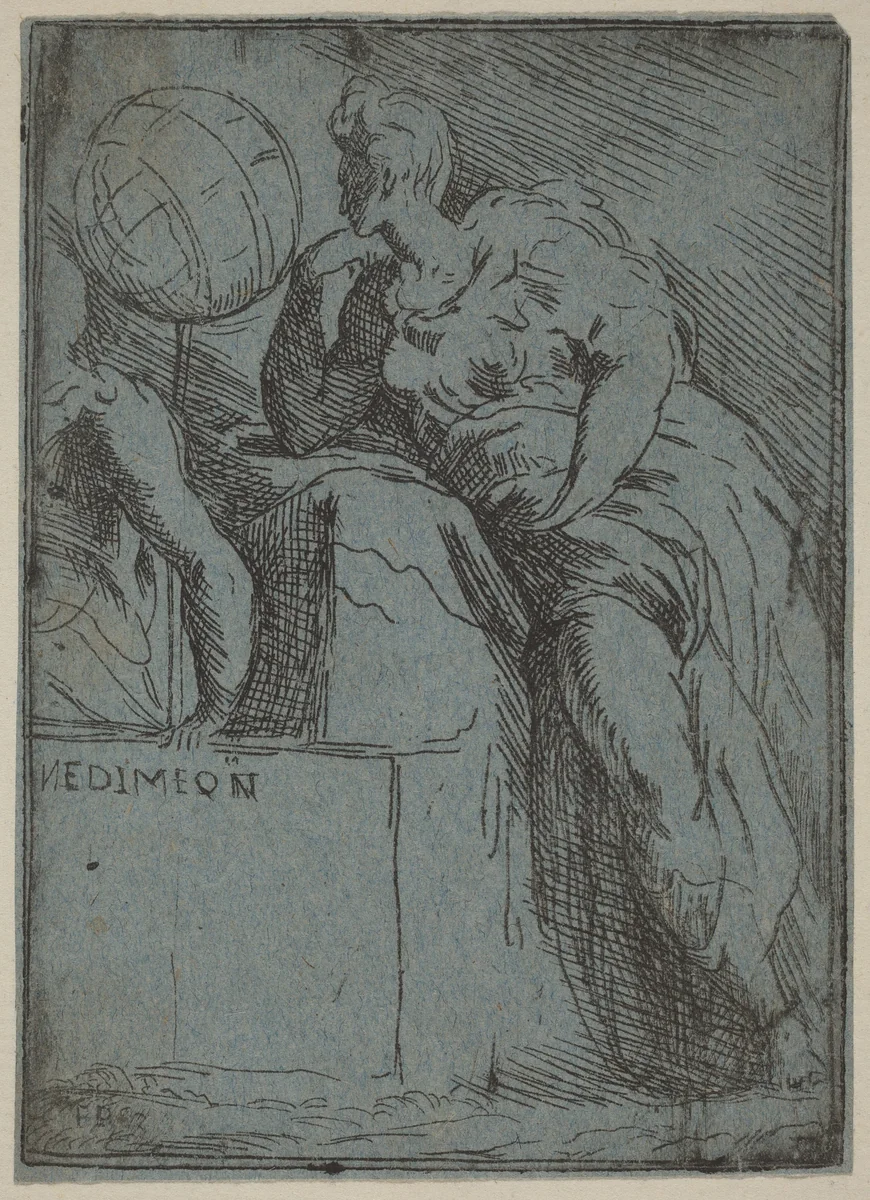 Endymion by Master F.P.; Parmigianino, print, 1494-1585