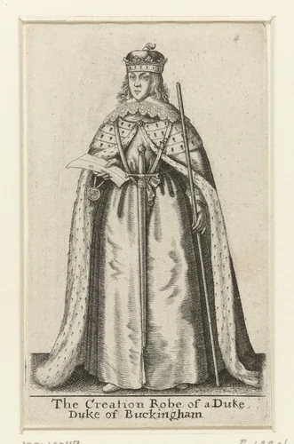 Ceremoniële kledij van een Engelse hertog by Wenceslaus Hollar, print, 1617-1677