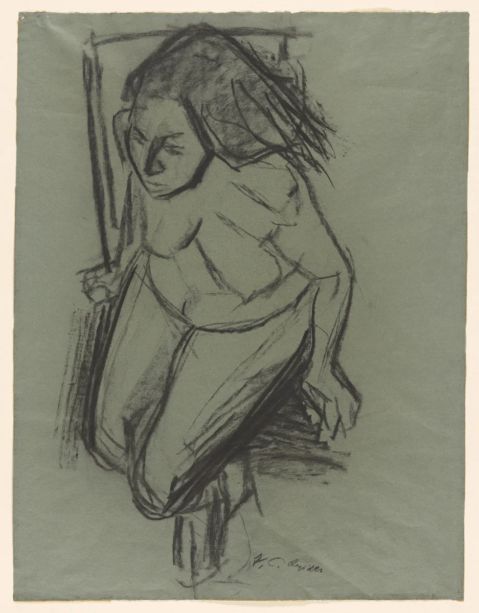 Crouching Model by José Clemente Orozco, drawing, 1947