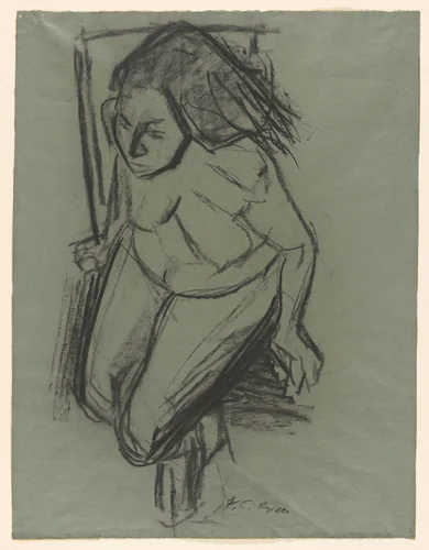 Crouching Model by José Clemente Orozco, drawing, 1947