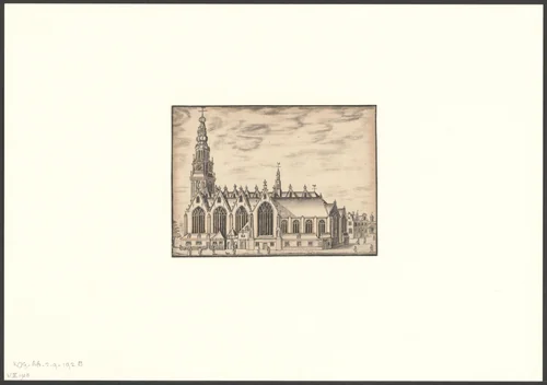 Gezicht op de Oude Kerk by anonymous, drawing, 1700-1799