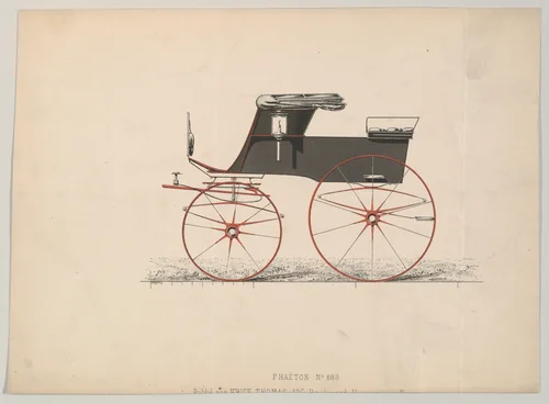 Design for Phaeton, no. 288, from Le Guide du Carrossier by Brice Thomas, print, 1865-1875