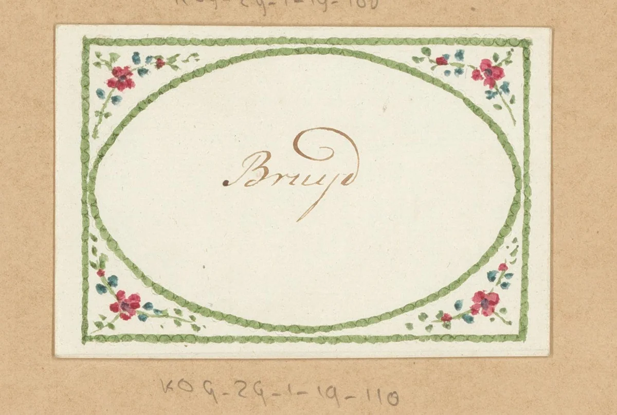 Bruiloftskaart voor 'Bruyd' by anonymous, drawing, 1780-1800