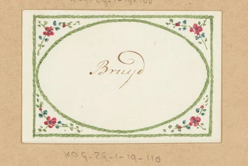 Bruiloftskaart voor 'Bruyd' by anonymous, drawing, 1780-1800
