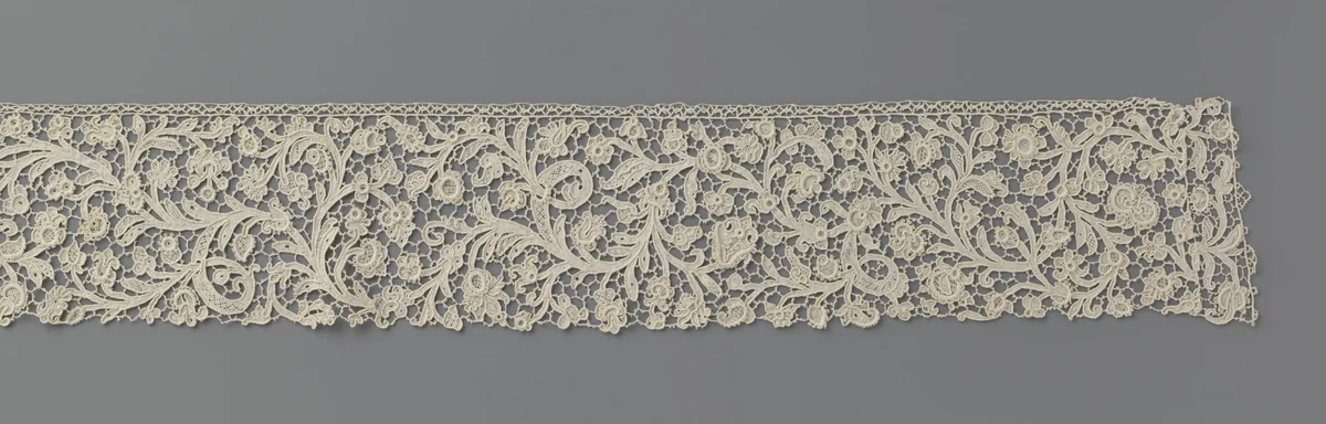 Strook naaldkant met gepluimde ranken by anonymous, other, 1875-1895