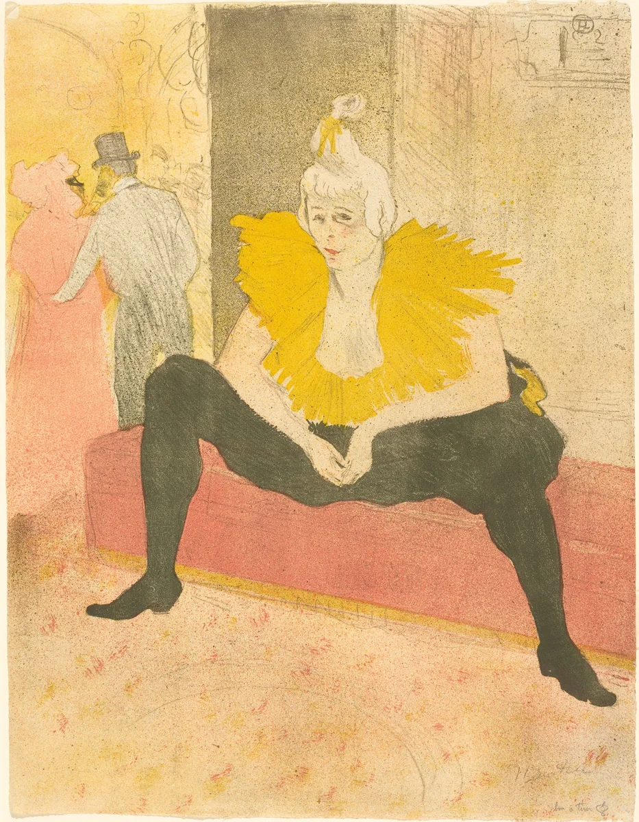Seated Clowness (La Clownesse assise) by Henri de Toulouse-Lautrec, print, 1896