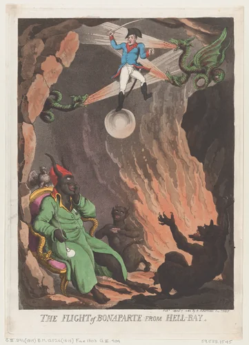 The Flight of Bonaparte from Hell-Bay by Thomas Rowlandson, print, 1803