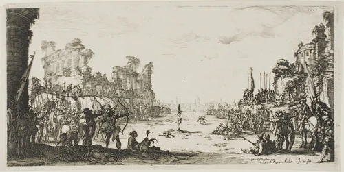 The Ordeal by Arrows (Saint Sebastian) by Jacques Callot, print, 1612-1635