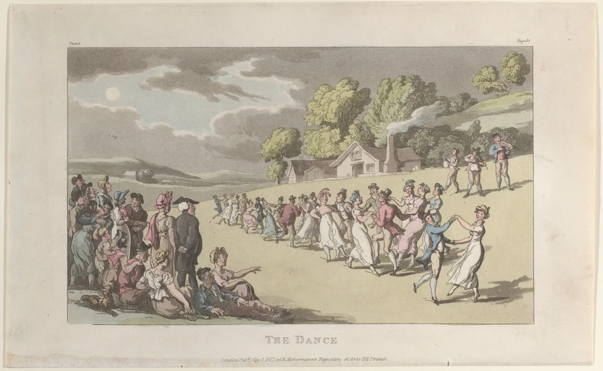 The Dance, from "The Vicar of Wakefield" by Thomas Rowlandson, print, 1817