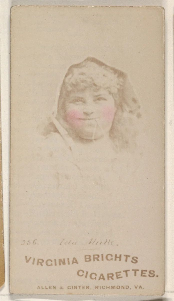 Card 256, Ida Mulle, from the Actors and Actresses series (N45, Type 1) for Virginia Brights Cigarettes by Allen & Ginter, photograph, 1885-1891
