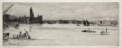 Old Westminster Bridge by James McNeill Whistler, print, 1871