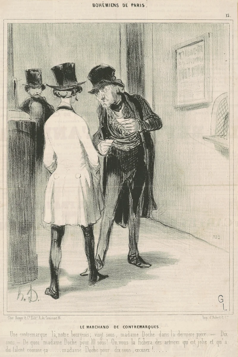Le marchand de contremarques by Honoré Daumier, print, 1842
