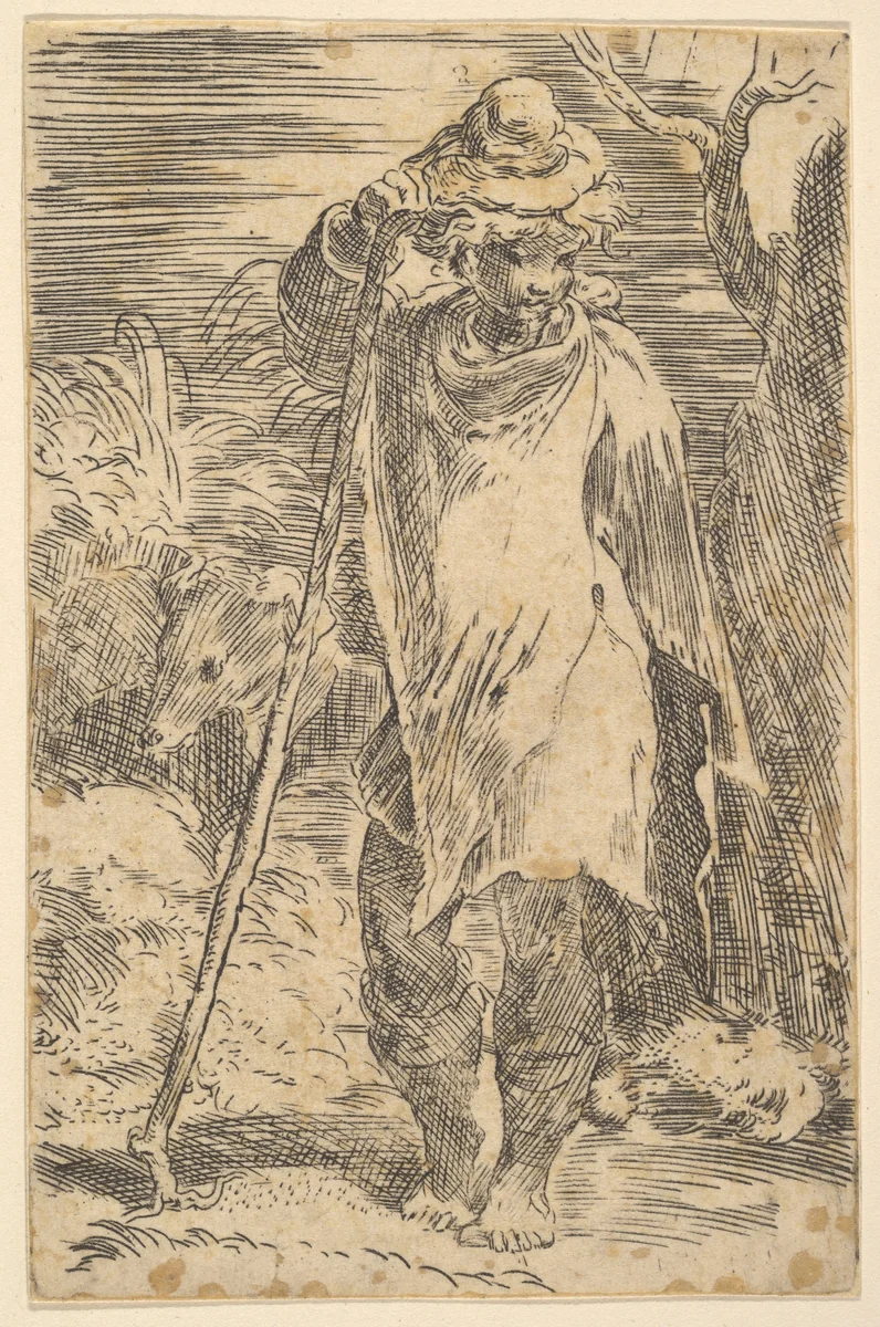 Standing Shepherd by Parmigianino, print, 1515-1540
