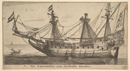 De Salemander een Oostindis Vaerder by Reinier Nooms, print, 1635-1670