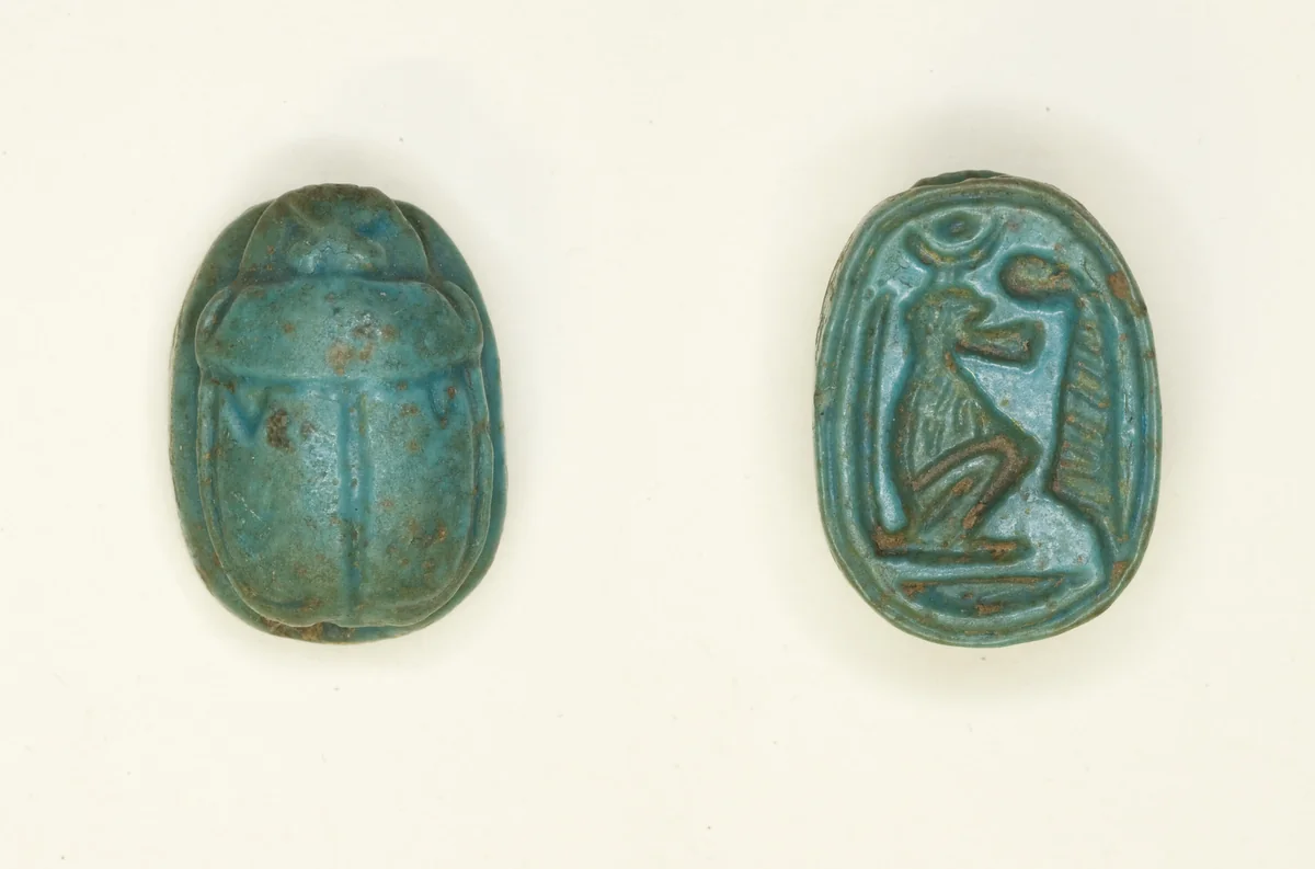 Scarab: Baboon with Ma’at Feather by Egyptian, other, -1550--1295