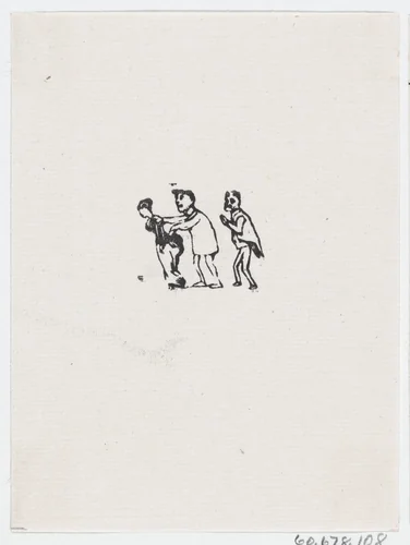 Three figures walking in a line by José Guadalupe Posada, print, 1875-1885