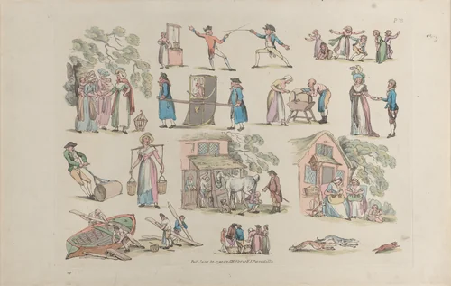 Plate 8, Outlines of Figures, Landscapes and Cattle...for the Use of Learners by Thomas Rowlandson, print, 1790