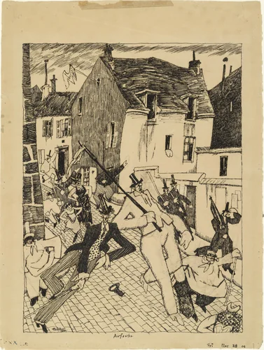 Uprising (Aufruhr) by Lyonel Feininger, drawing, 1909