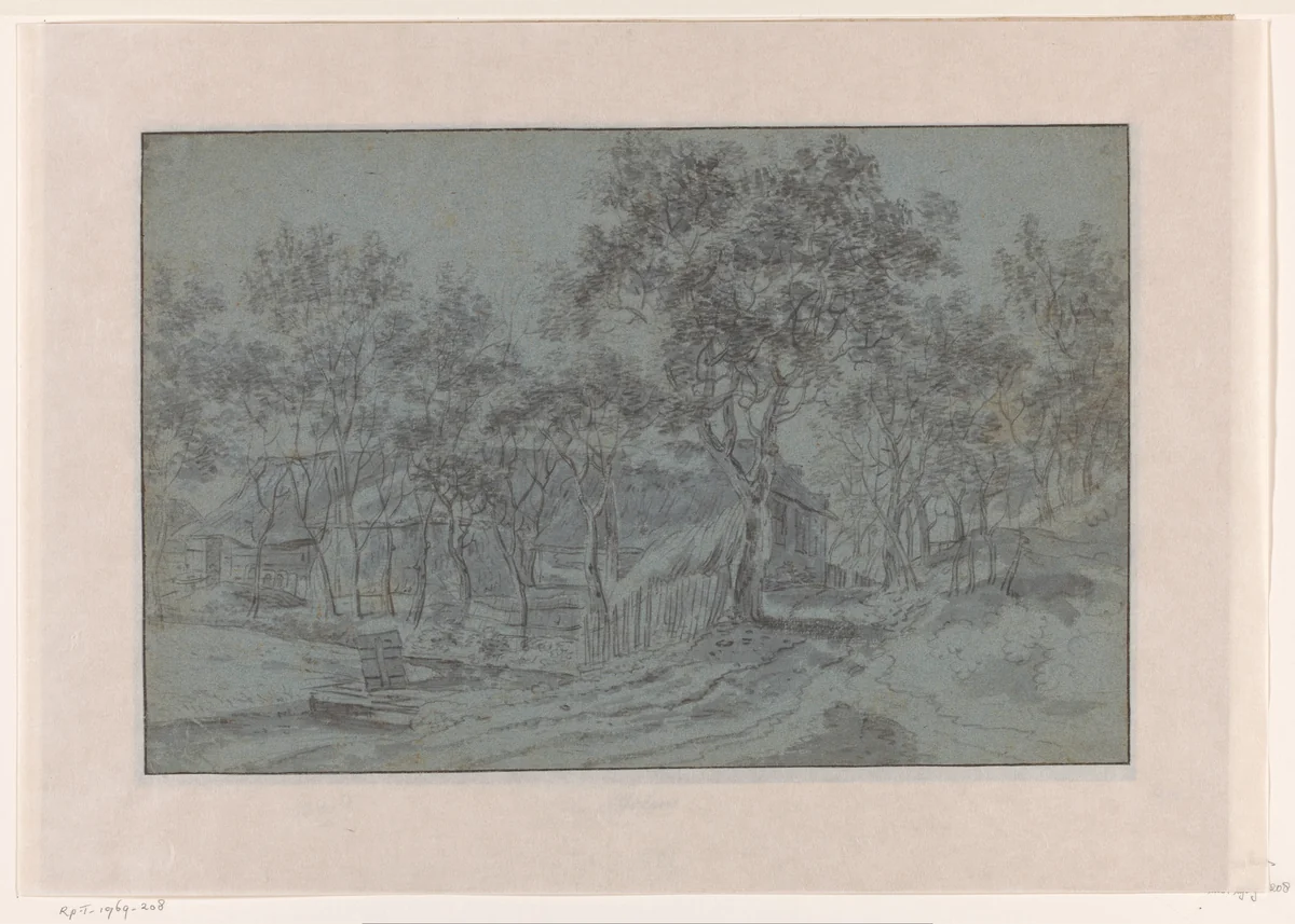 Boerderij tussen geboomte by Jacob Esselens, drawing, 1636-1687