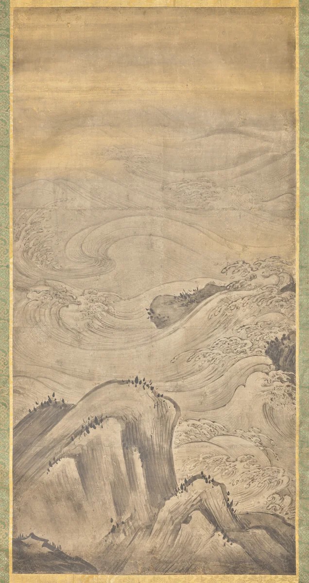 Rocks and Waves by Kano Motonobu (狩野元信), painting, 1500-1573