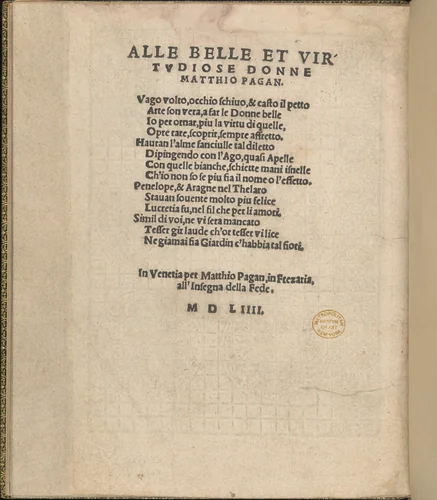 Giardineto novo di punti tagliati et gropposi per exercitio & ornamento delle donne (Venice 1554), page 24 (verso) by Matteo Pagano, book, 1554