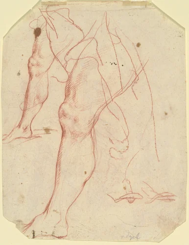 Two Studies of a Leg (verso) by Italian 17th Century, drawing, 1600-1699