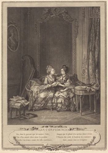 Les confidences by Charles Louis Lingée, print, 1774