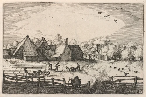 Blekerye aededuyne gelegen (Farms and Bleaching-Fields) by Claes Jansz Visscher, print, 1611-1612