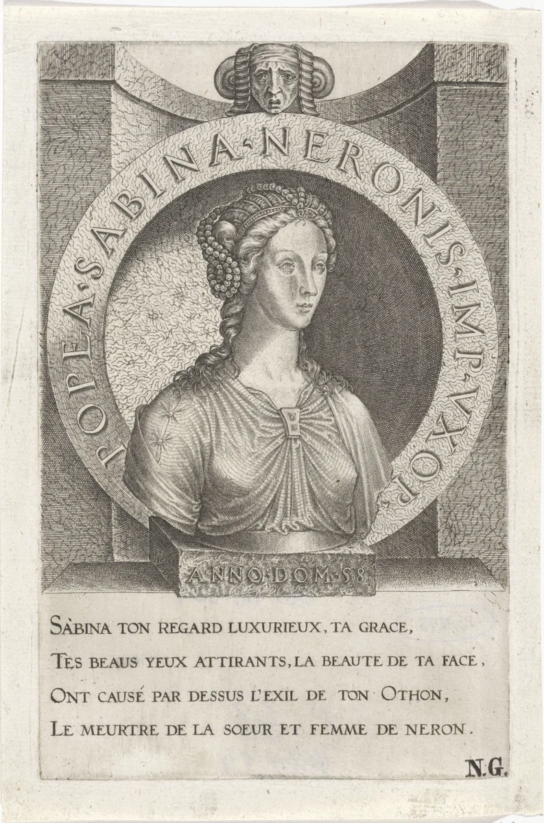 Buste van Poppaea Sabina by Lambertus Suavius, print, 1520-1567