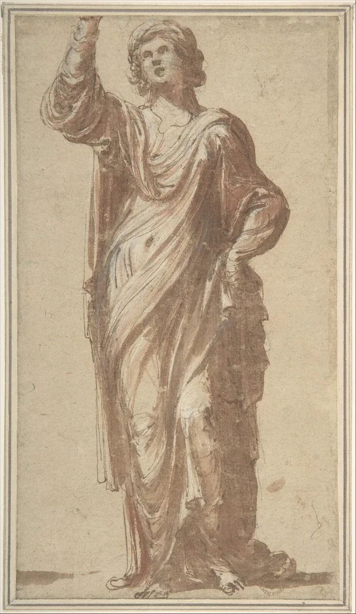 Symbolic Figure (a Sibyl?) by anonymous, drawing, 1500-1600