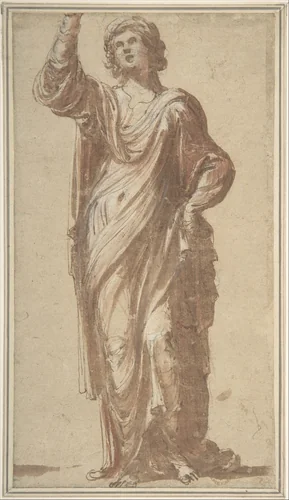 Symbolic Figure (a Sibyl?) by anonymous, drawing, 1500-1600