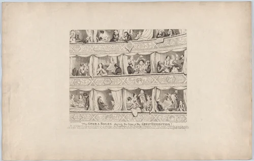 The Opera Boxes During the Time of the Great Exhibition by George Cruikshank, print, 1851